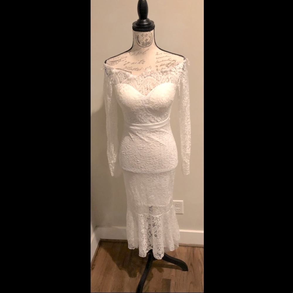 Lace white off the shoulder dress